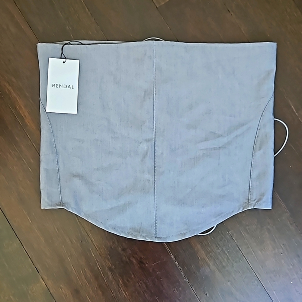 NWT WOMEN'S RENDAL GREY TUBE CROP TOP STRAPLESS BLOUSE CORSET SHIRT SZ M $50